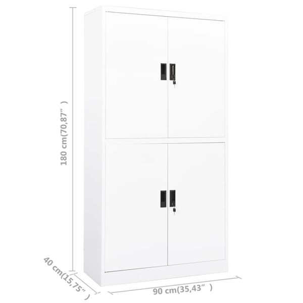 vidaXL Office Cabinet White 90x40x180 cm Steel
