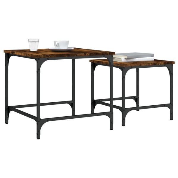 vidaXL Nesting Coffee Tables 2 pcs Smoked Oak Engineered Wood
