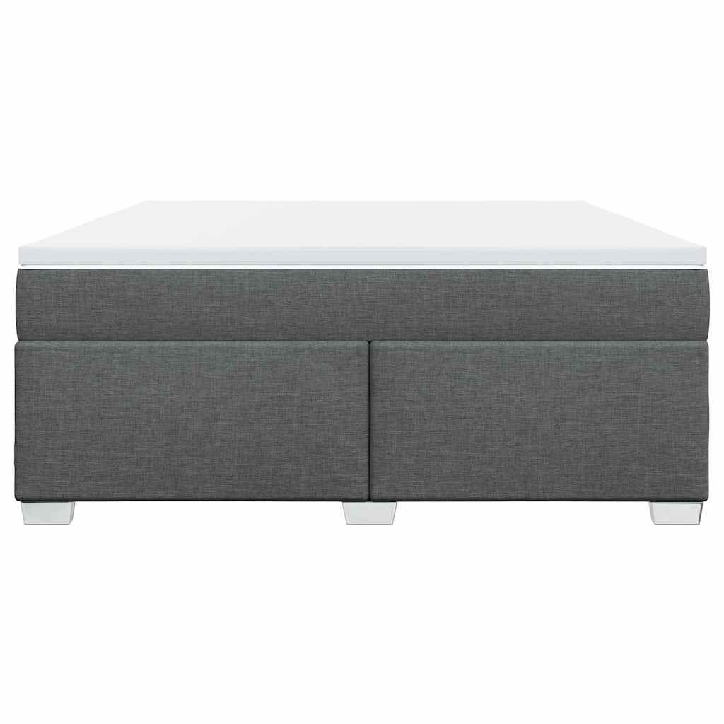 vidaXL Box Spring Bed with Mattress Dark Grey King Fabric