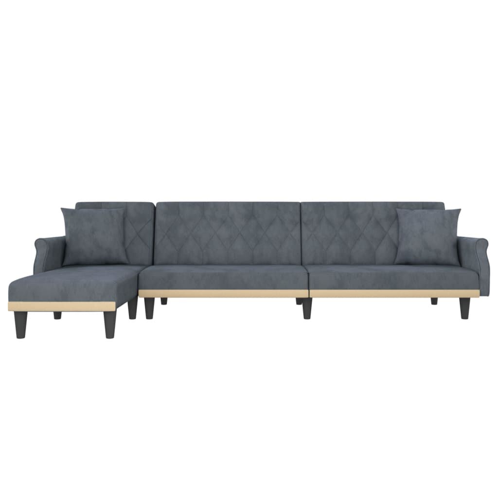 vidaXL L-shaped Sofa Bed Dark Grey 271x140x70 cm Velvet