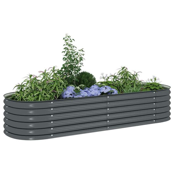 vidaXL Garden Raised Bed 240x80x44 cm Galvanised Steel Grey