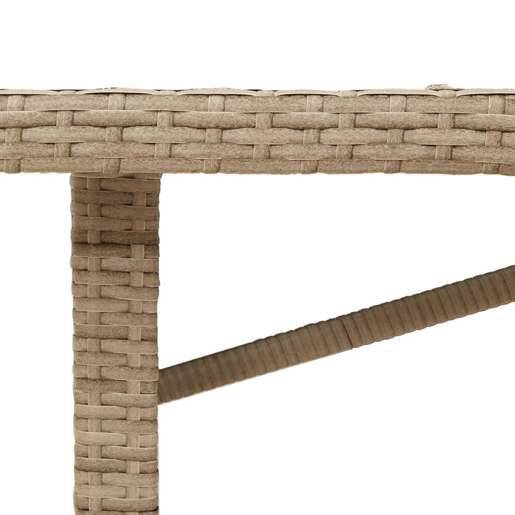 vidaXL Garden Table with Glass Top Beige 190x80x74 cm Poly Rattan