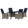 vidaXL Table and Chair Set with Cushion 5 pcs Grey PE Rattan