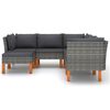 vidaXL 6 Piece Garden Lounge Set with Cushions Poly Rattan Grey