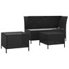 vidaXL 3 Piece Garden Lounge Set with Cushions Black Poly Rattan