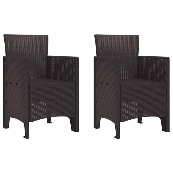 vidaXL Garden Chair 2 pcs Brown 53 x 49 x 85 cm PP
