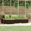vidaXL 4 Piece Garden Lounge Set with Cushions Brown Poly Rattan