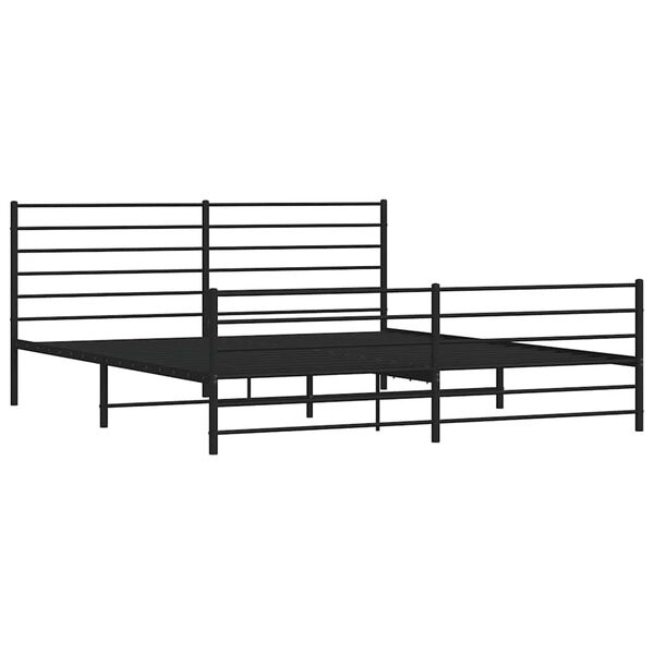 vidaXL Metal Bed Frame without Mattress with Footboard Black 193x203cm