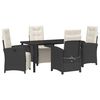 vidaXL Garden Dining Set with Cushion 5 pcs Black Poly Rattan