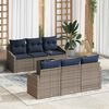 vidaXL Sofa Set with Cushion 7 pcs Grey and Navy Poly Rattan