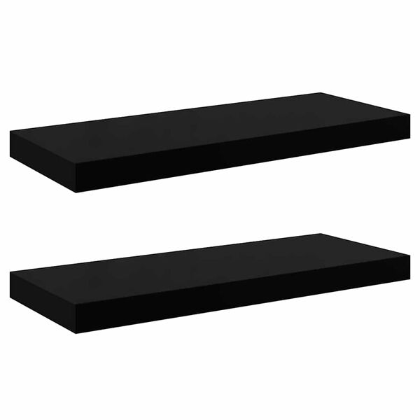 vidaXL Floating Wall Shelves 2 pcs High Gloss Black 60x23.5x3.8 cm MDF