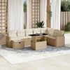 vidaXL 9 Piece Garden Sofa Set with Cushions Beige Poly Rattan