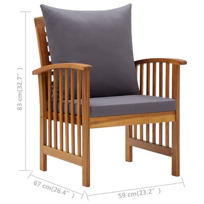 vidaXL 4 Piece Garden Lounge Set with Cushions Solid Acacia Wood (310258+310264)