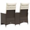 vidaXL Reclining Garden Sofa 2-Seater with Table Brown Poly Rattan
