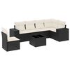 vidaXL 7 Piece Garden Sofa Set with Cushions Black Poly Rattan