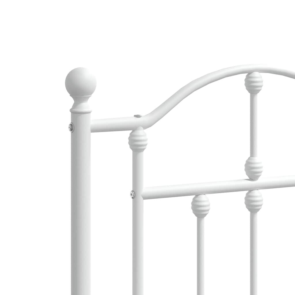 vidaXL Metal Bed Frame without Mattress with Footboard White 183x213cm