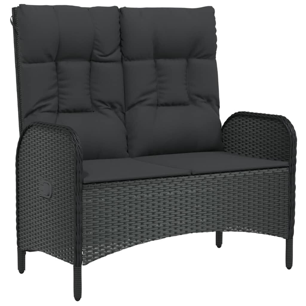 vidaXL 5 Piece Garden Dining Set with Cushions Black Poly Rattan
