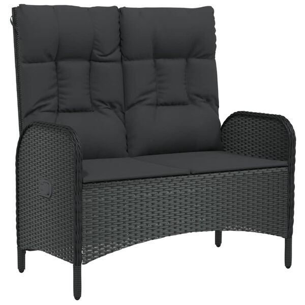vidaXL 5 Piece Garden Dining Set with Cushions Black Poly Rattan