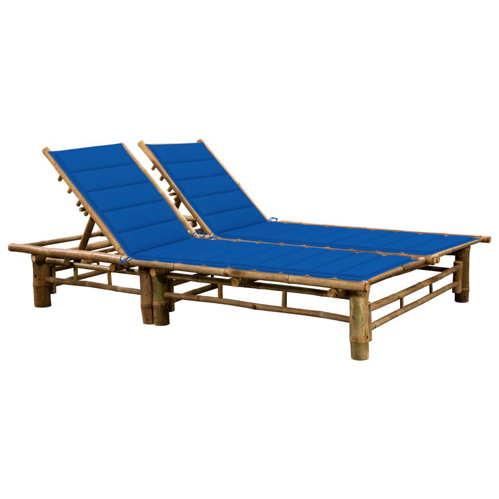 vidaXL 2-Person Sun Lounger with Cushions Bamboo