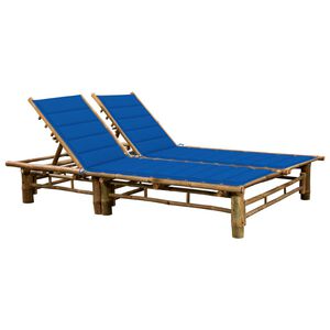 vidaXL 2-Person Sun Lounger with Cushions Bamboo
