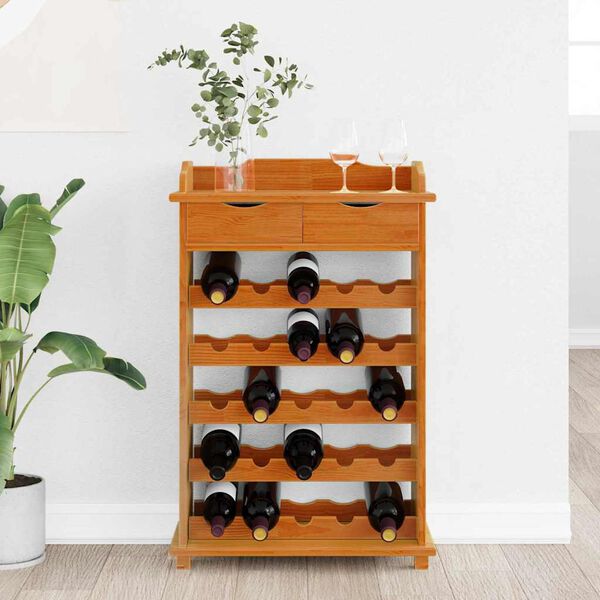 vidaXL Wine Rack Brown 90 x 60 x 30 cm Solid pine wood