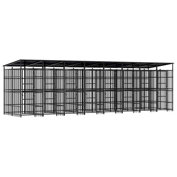 vidaXL Outdoor Dog Kennel with Roof Steel 14.75 m&sup2;