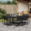 vidaXL 9 Piece Garden Dining Set with Cushions Black Textilene