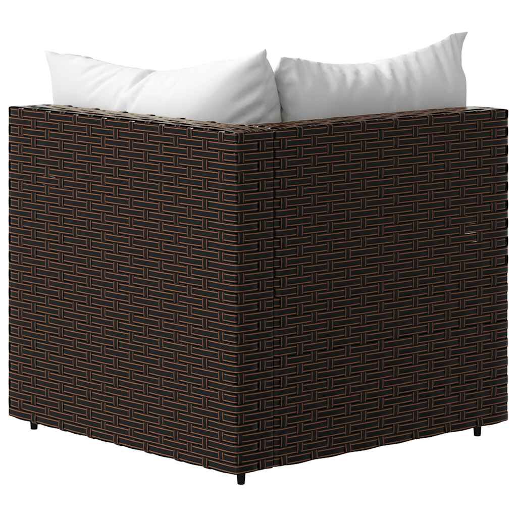 vidaXL Garden Corner Sofa with Cushions Brown Poly Rattan