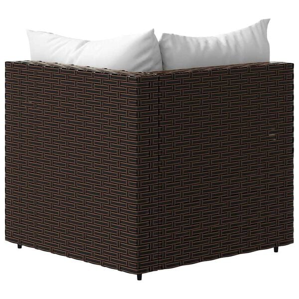 vidaXL Garden Corner Sofa with Cushions Brown Poly Rattan