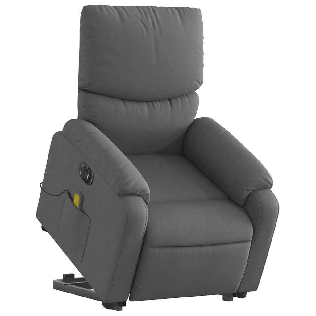 vidaXL Electric Stand up Massage Recliner Chair Dark Grey Fabric