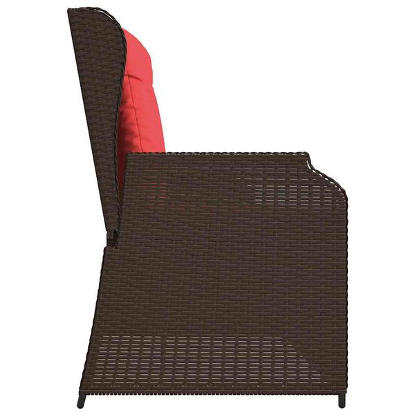vidaXL Garden Bench with Cushion Brown Poly rattan