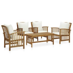 vidaXL 5 Piece Garden Lounge Set with Cushions Solid Acacia Wood (310255+2x310257)