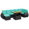 vidaXL 8 Piece Garden Sofa Set with Cushions Black Poly Rattan