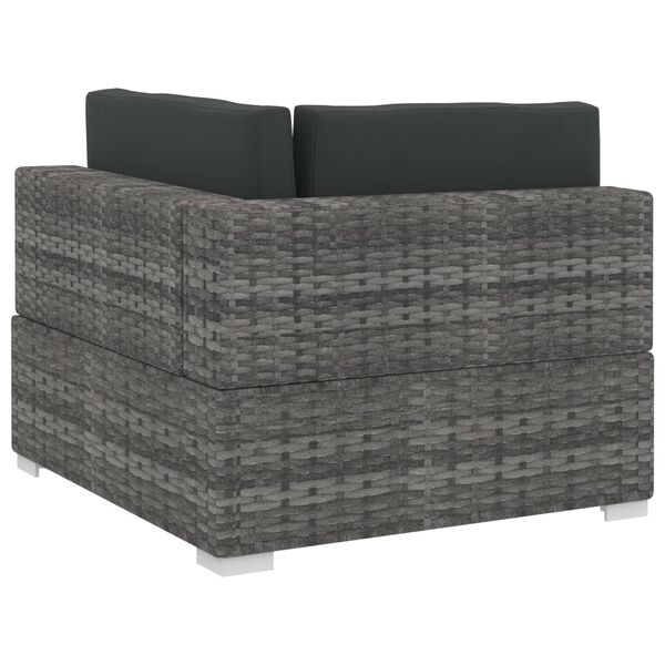 vidaXL 4 Piece Garden Sofa Set with Cushions Poly Rattan Grey