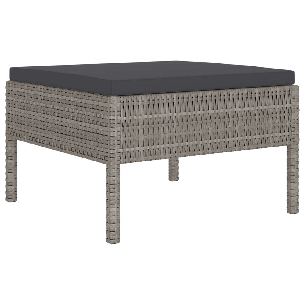 vidaXL 4 Piece Garden Lounge Set with Cushions Poly Rattan Grey