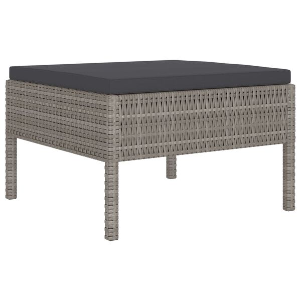 vidaXL 4 Piece Garden Lounge Set with Cushions Poly Rattan Grey