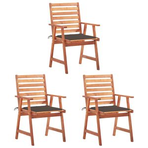 vidaXL Outdoor Dining Chairs 3 pcs with Cushions Solid Acacia Wood