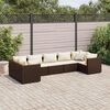 vidaXL 7 Piece Garden Lounge Set with Cushions Brown Poly Rattan