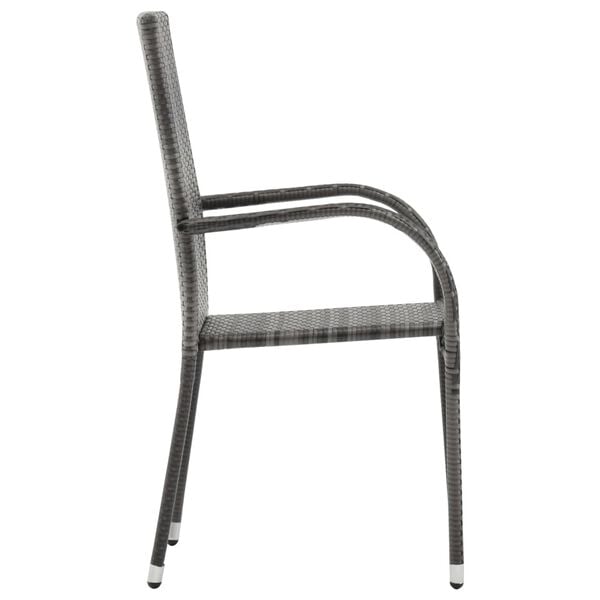 vidaXL Stackable Outdoor Chairs 2 pcs Grey Poly Rattan