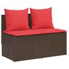 vidaXL 3 Piece Garden Dining Set with Cushions Brown Poly Rattan