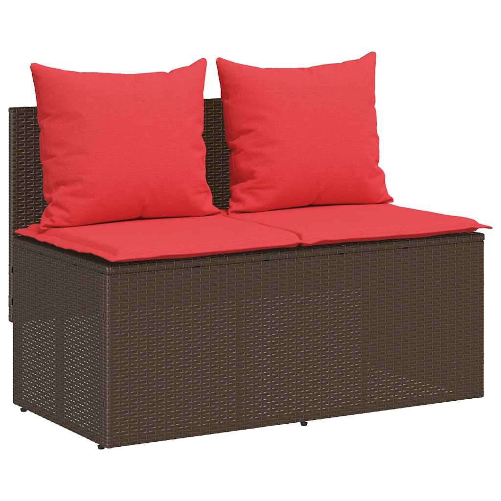 vidaXL 3 Piece Garden Dining Set with Cushions Brown Poly Rattan