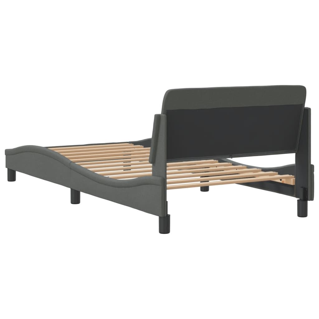 vidaXL Bed Frame without Mattress Dark Grey 100x190 cm Fabric
