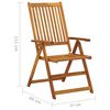 vidaXL Folding Garden Chairs 3 pcs with Cushions Solid Acacia Wood