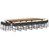 vidaXL 17 Piece Garden Dining Set with Cushions Black Poly Rattan