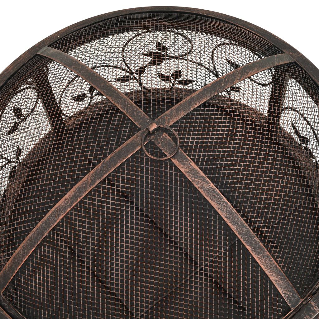 vidaXL Rustic Fire Pit with Poker 67.5 cm XXL Steel