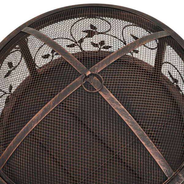 vidaXL Rustic Fire Pit with Poker 67.5 cm XXL Steel