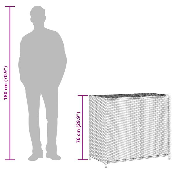 vidaXL Garden Storage Cabinet Brown 83x45x76 cm Poly Rattan