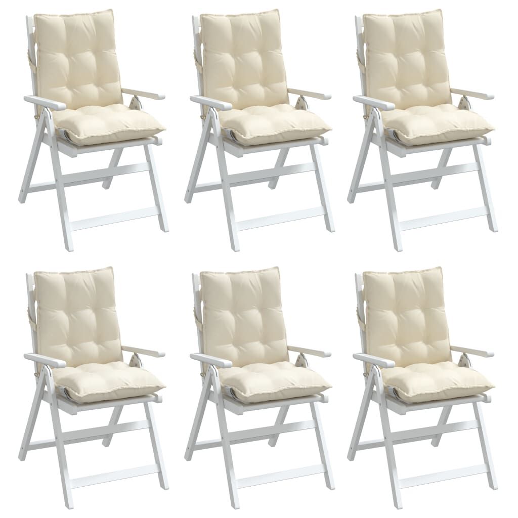 vidaXL Lowback Chair Cushions 6 pcs Cream Oxford Fabric