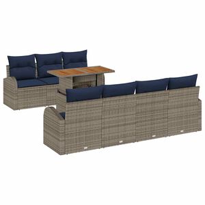 vidaXL Garden Sofa Set with Cushion Manual 8 pcs Grey and navy blue