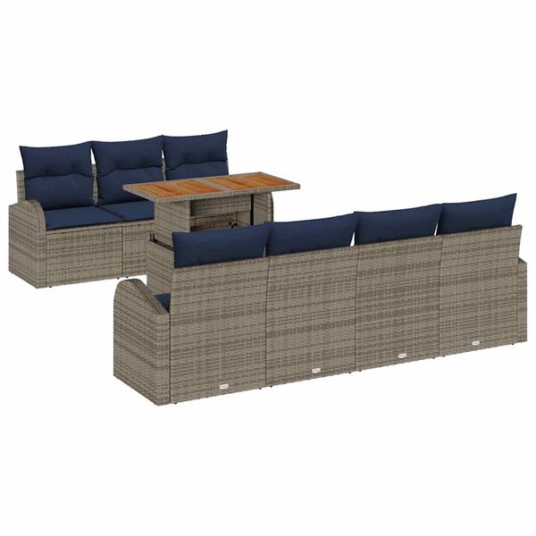 vidaXL Garden Sofa Set with Cushion Manual 8 pcs Grey and navy blue